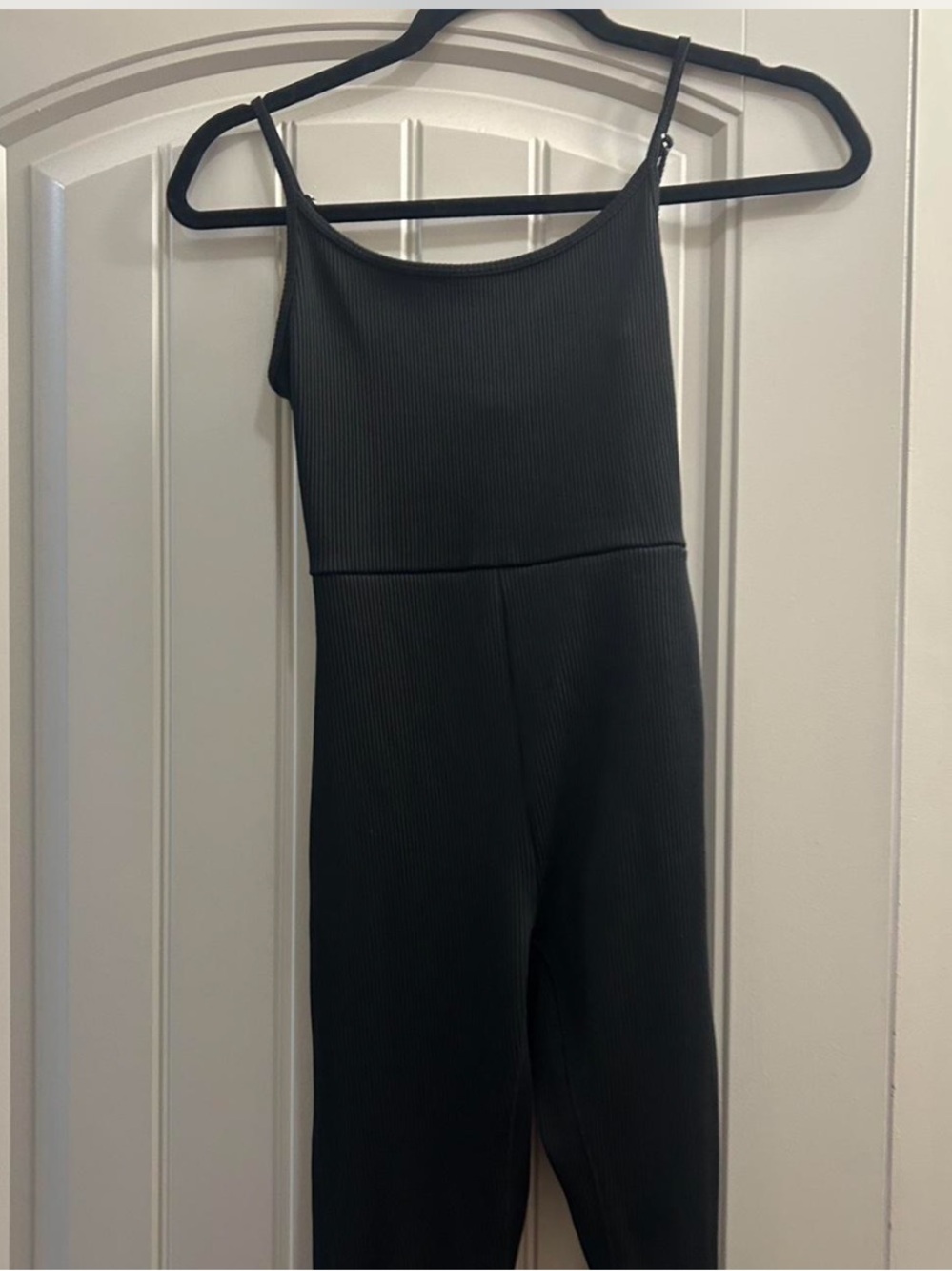 wild fable Black Ribbed Slim-Strap Jumpsuit